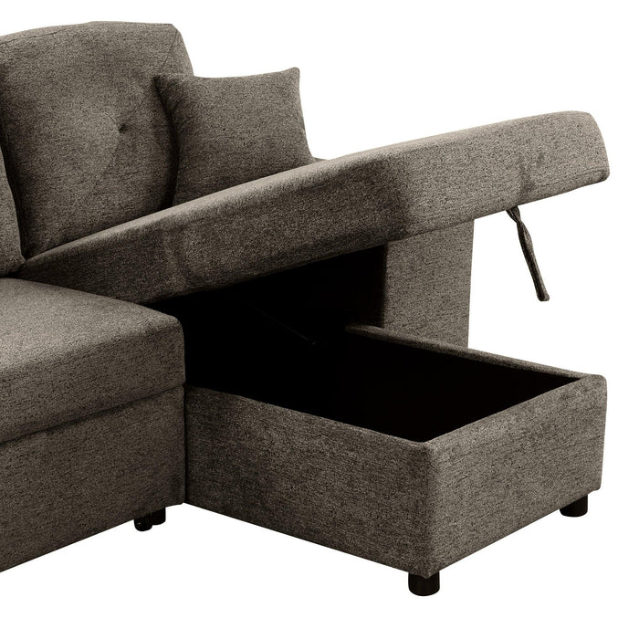 Reversible Sleeper Sectional Sofa Bed with Side Shelf and 2 Stools,Pull-Out L-Shaped Sofa Bed,Corner Sofa-Bed with Storage Chaise Left/Right Hande for Living Room,Knox Charcoal - DTYStore