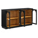 4-Door Large Storage Buffet Cabinet with Glass Doors, Arched Cabinet with Adjustable Shelves for Kitchen, Dining Room and Living Room (Black) - DTYStore