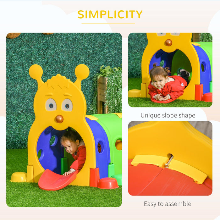 Caterpillar Tunnel for Kids, Outdoor Indoor Climb and Crawl Through, Play Equipment for Toddler 3-6, 4 Sections, for Daycare, Preschool, Playground, Multicolor