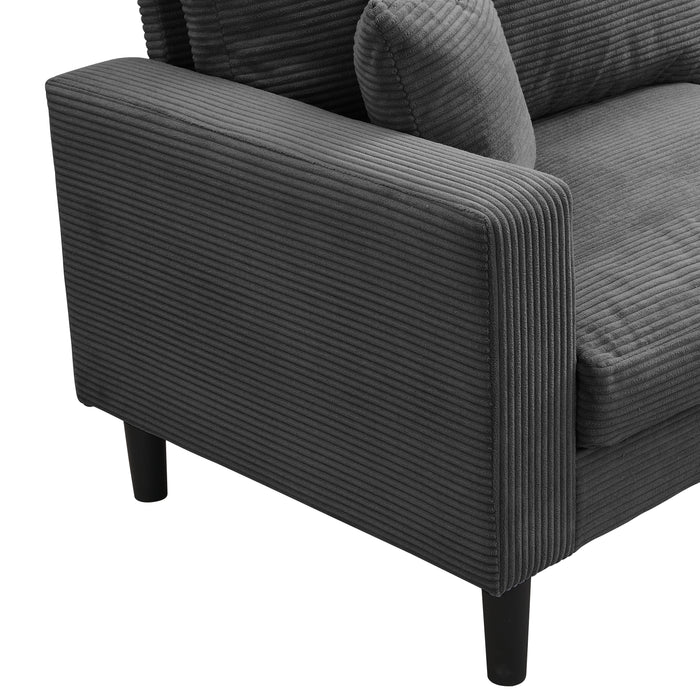 Two Piece Sofa Set,Living Room Three seater+Two seater,Comfy,Modern Upholstered Sofa,Living Room Bedroom Apartment Small Space,Corduroy,Dark grey