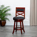 30' Bar Height X-Back Swivel Stool, Stool, Cherry Finish, Charcoal Fabric Seat - DTYStore
