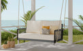 1-Piece Woven Rope Outdoor Swing Sofa with Soft Cushions Seating 2 for Patio, Courtyard and Balcony (Beige) - DTYStore