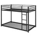 Twin over Twin Metal Bunk Bed, Low Bunk Bed with Ladder, Black - DTYStore