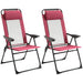 Outsunny Folding Patio Chairs Set of 2, Outdoor Deck Chair with Adjustable Sling Back, Camping Chair with Removable Headrest for Garden, Backyard, Lawn, Red - DTYStore