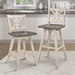 Counter Height Chairs Set of 2, White Gray 360-degree Swivel Chair Solid Rubberwood Kitchen Dining Furniture, X-Back - DTYStore