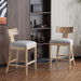 27' Counter Stools Set of 2, Upholstered Counter Height Bar Stools with Solid Rubber Wood Frame, Backrest, Footrest, Armless Barstools for Home Bar, Kitchen Counter, PEBBLE LINEN & Natural - DTYStore