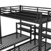 Full XL Over Twin & Twin Triple Bunk Bed with Drawers, Multi-functional Metal Frame Bed, Bed Head with Shelving & USB, Black - DTYStore