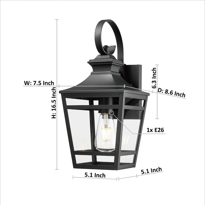 Large Outdoor Wall Lights for House, 16.5inch Exterior Lighting Fixtures Wall Mount Outdoor Porch Lights Waterproof Black Outdoor Sconce Lights with Clear Glass for Patio Hallway Garage (2 pack)