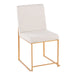 High Back Fuji Contemporary Dining Chair in Gold Steel and Beige Fabric by LumiSource - Set of 2 - DTYStore