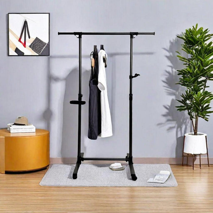 Short Clothing Racks for Hanging Clothes with Bottom Shelves and Wheels Heavy Duty Rolling Clothes Rack Kids Clothing Rack for Adult Coat, Closet, Wardrobe--Black - DTYStore