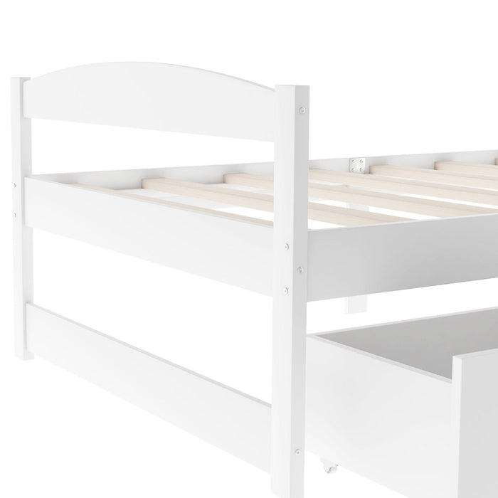 Twin Size Platform Bed, with two drawers, white - DTYStore