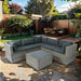 6 Pieces PE Rattan sectional Outdoor Furniture Cushioned Sofa set Grey Wicker, Dark Grey Cushion - DTYStore