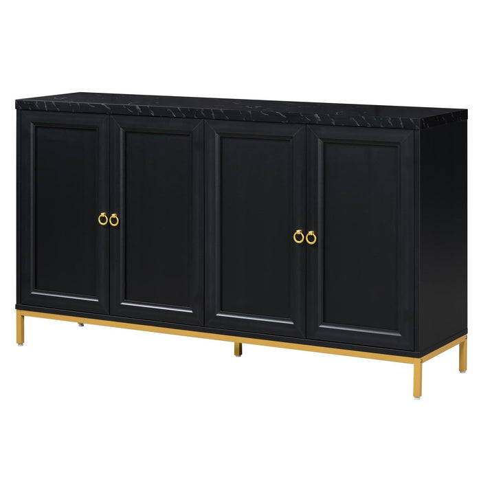 Modern Sideboard with Extra Large Storage Space with Metal Handles and Support Legs for Living Room and Dining Room (Black) - DTYStore