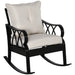 Outsunny Outdoor Wicker Rocking Chair with Padded Cushions, Aluminum Furniture Rattan Porch Rocker Chair w/ Armrest for Garden, Patio, and Backyard, Khaki - DTYStore