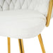 Modern design High stool Gold Plated legs Kitchen Dining White linen bar chair, suitable for Cafe Bar Restaurant (set of 2) - DTYStore