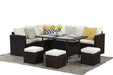 7-Pieces PE Rattan Wicker Patio Dining Sectional Cusions Sofa Set with Ivory cushions - DTYStore