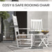 Outsunny Outdoor Rocking Chair Set of 2 with Side Table, Patio Wooden Rocking Chair with Smooth Armrests, High Back for Garden, Balcony, Porch, Supports Up to 352 lbs., White - DTYStore