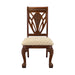 Elegant Design Traditional Side Chairs 2pc Set Dark Cherry Finish Brown Fabric Seats Dining Furniture - DTYStore