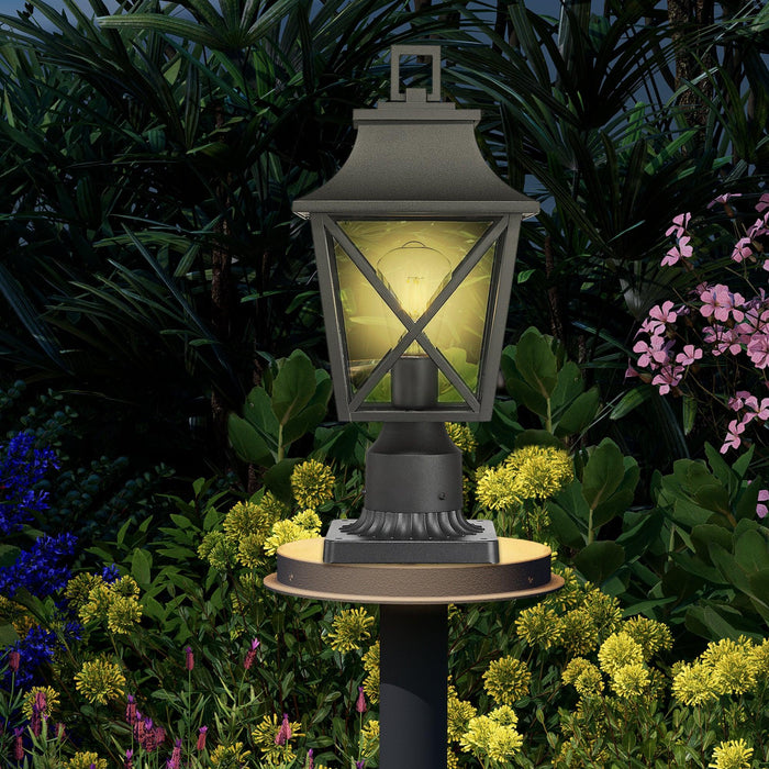 Outdoor Post Light, Black Pole Lantern Lighting Fixture with Pier Mount Base Hard Wired, Outdoor Column Lights Exterior Lamp Post Lantern with Glass for Garden Yard Patio Path (1 pack)