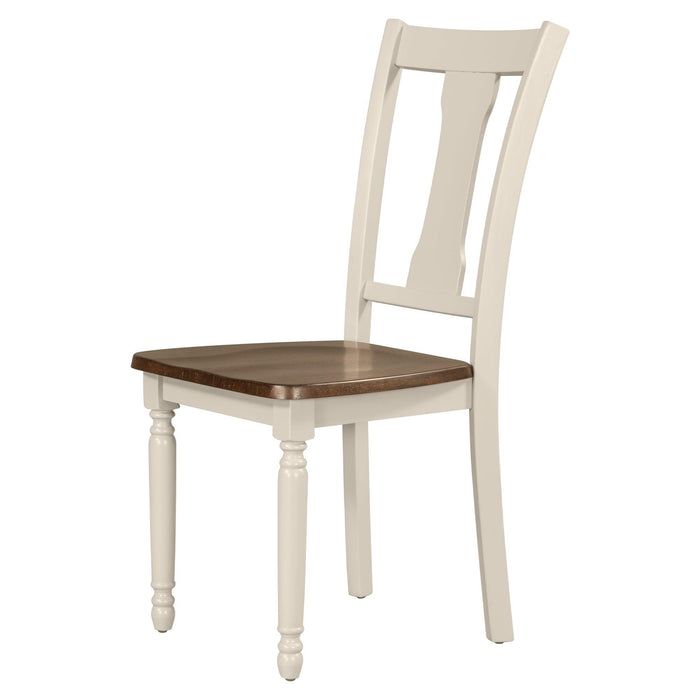 Classic 6-Piece Dining Set Wooden Table and 4 Chairs with Bench for Kitchen Dining Room (Brown+Cottage White) - DTYStore