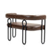 Modern Loveseat 2 Seater Sofa Chenille Fabric Couch with Arms and Metal Legs for Living Room, Home Office, Studio (Dark Brown PU) - DTYStore