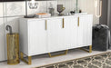 Modern Sideboard with Four Doors, Metal Handles & Legs, Adjustable Shelves Kitchen Cabinet - DTYStore