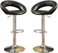 Black Faux Leather Stool Adjustable Height Chairs Set of 2 Chair Swivel Design Chrome Base PVC Dining Furniture - DTYStore