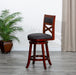 30' Bar Height X-Back Swivel Stool, Stool, Cherry Finish, Charcoal Fabric Seat - DTYStore