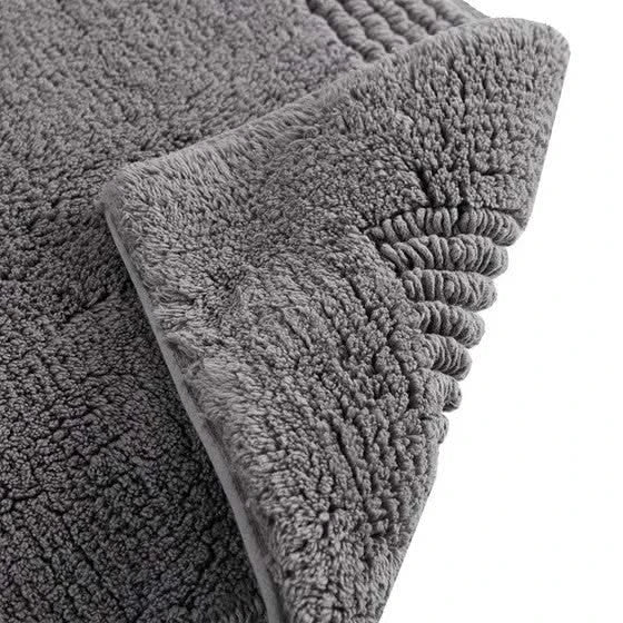100% Cotton Tufted 3000 GSM Reversible Bath Rug Charcoal 21x34' Default -DTYStore