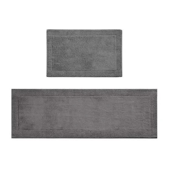 100% Cotton Tufted 3000 GSM Reversible Bath Rug Charcoal 21x34' Default -DTYStore
