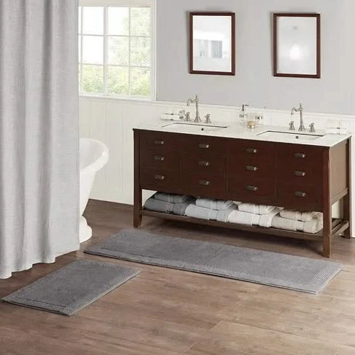 100% Cotton Tufted 3000 GSM Reversible Bath Rug Charcoal 21x34' Default -DTYStore