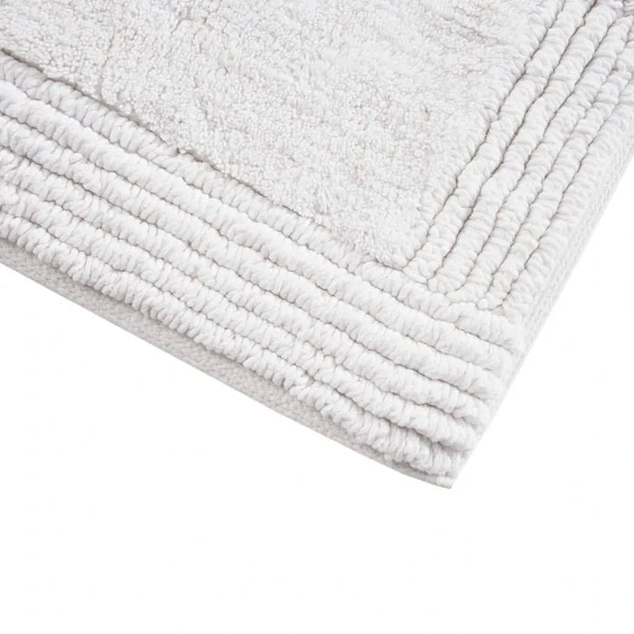 100% Cotton Tufted 3000 GSM Reversible Bath Rug White 21x34' Default -DTYStore