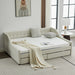 aybed Corner Bed Sofa Bed with Drawers Velvet Upholstered daybed Twin Daybed with Storage, Wood Slat Support (Beige,full,79.9'x58.2'x28.7') - DTYStore
