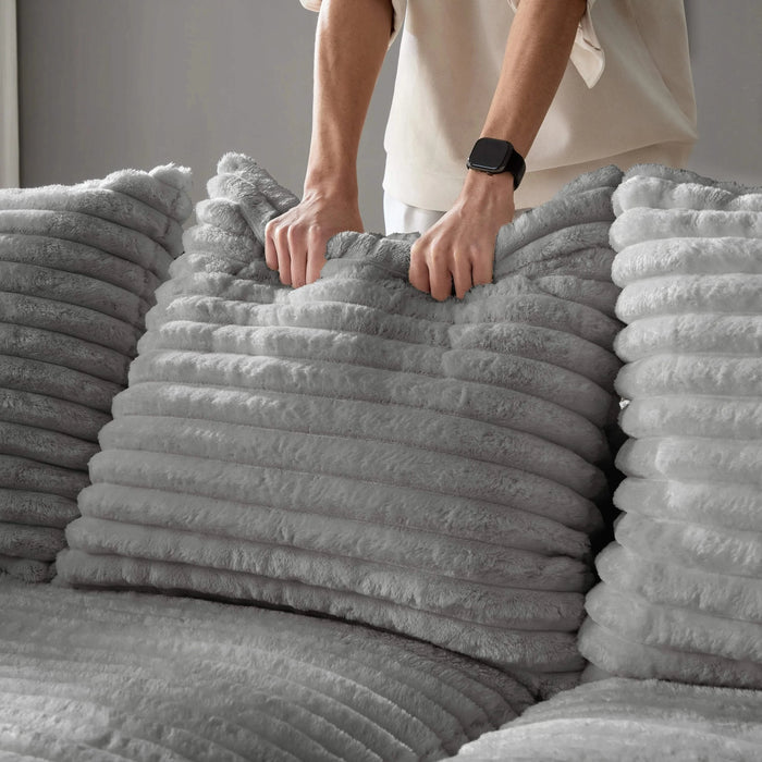 102.4 ' Plush Corduroy 4-Seat Sofa,Modern Comfy Upholstered Sofa Cloud Couch,Deep Seat Couches with Soft Pillows,Convertible Deep Seat Sofa Lounge Chair for Living Room Bedroom,Apartment,Office,Grey Default -DTYStore