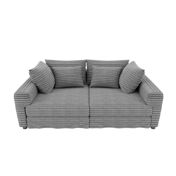 102.4 ' Plush Corduroy 4-Seat Sofa,Modern Comfy Upholstered Sofa Cloud Couch,Deep Seat Couches with Soft Pillows,Convertible Deep Seat Sofa Lounge Chair for Living Room Bedroom,Apartment,Office,Grey Default -DTYStore