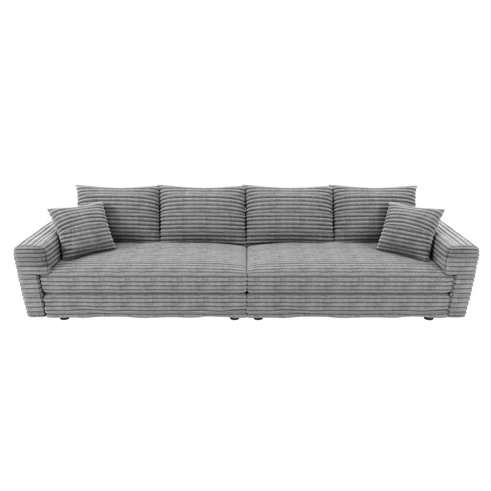 102.4 ' Plush Corduroy 4-Seat Sofa,Modern Comfy Upholstered Sofa Cloud Couch,Deep Seat Couches with Soft Pillows,Convertible Deep Seat Sofa Lounge Chair for Living Room Bedroom,Apartment,Office,Grey Default -DTYStore