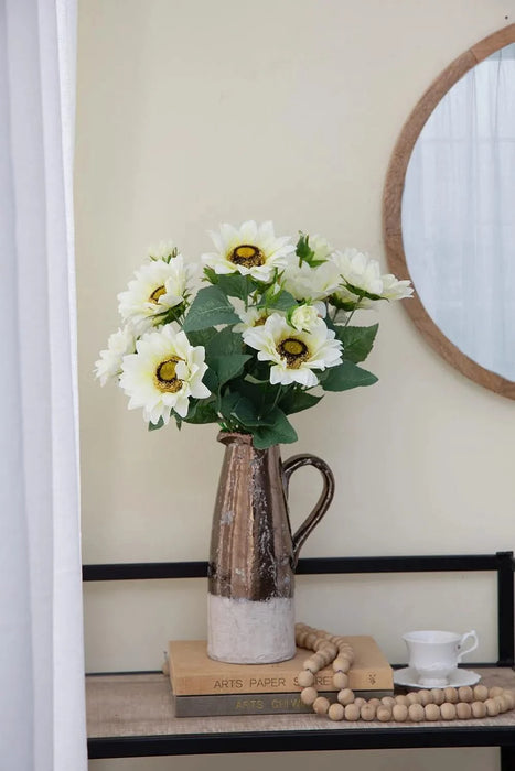 10.2 x 11 x 18.9'H Artificial Cream Sunflower BushX9, 4 Pack Default -DTYStore