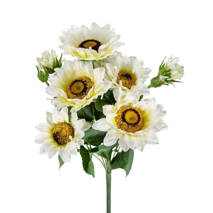 10.2 x 11 x 18.9'H Artificial Cream Sunflower BushX9, 4 Pack Default -DTYStore