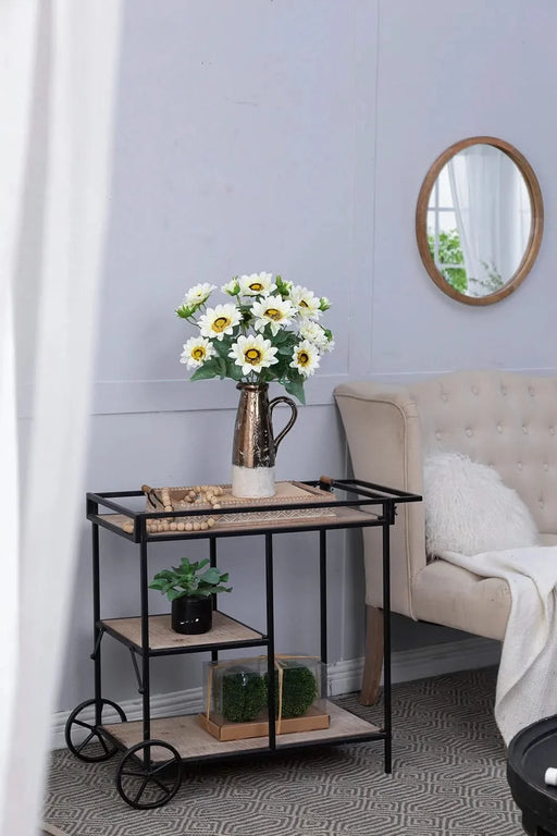 10.2 x 11 x 18.9'H Artificial Cream Sunflower BushX9, 4 Pack Default -DTYStore