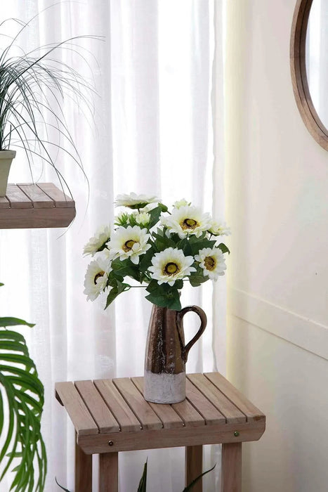 10.2 x 11 x 18.9'H Artificial Cream Sunflower BushX9, 4 Pack Default -DTYStore