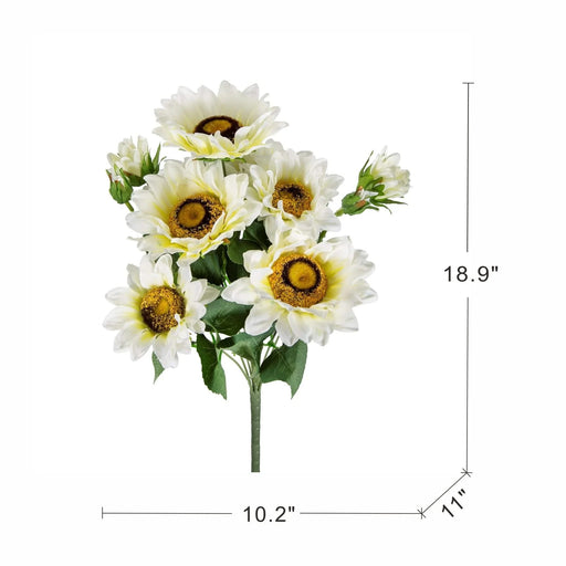 10.2 x 11 x 18.9'H Artificial Cream Sunflower BushX9, 4 Pack Default -DTYStore