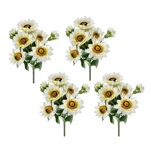 10.2 x 11 x 18.9'H Artificial Cream Sunflower BushX9, 4 Pack Default -DTYStore