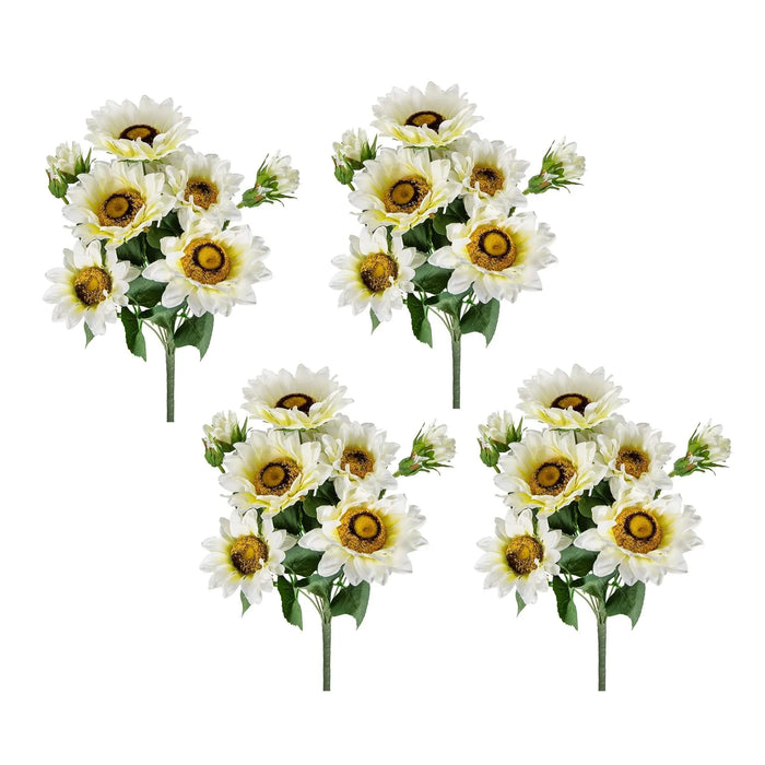 10.2 x 11 x 18.9'H Artificial Cream Sunflower BushX9, 4 Pack Default -DTYStore