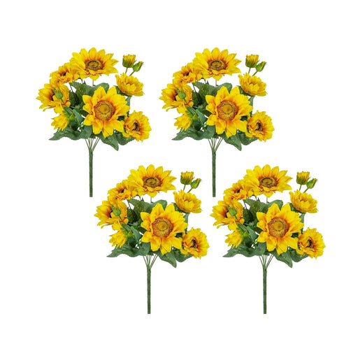 10.2 x 11 x 18.9'H Artificial Yellow Sunflower BushX9,4 Pack Default -DTYStore