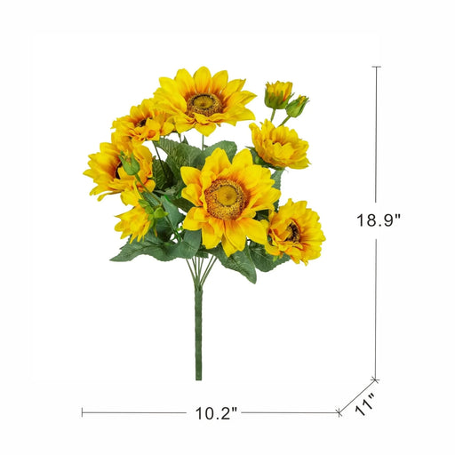 10.2 x 11 x 18.9'H Artificial Yellow Sunflower BushX9,4 Pack Default -DTYStore
