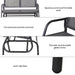 Outsunny 2-Person Outdoor Glider Bench, Patio Double Swing Rocking Chair Loveseat w/Powder Coated Steel Frame for Backyard Garden Porch, Gray - DTYStore