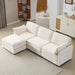 104' Plush Cloud 3 Seater Sofa: Modular 3 Seater Sofa + Ottoman with 22' Beige Chenille Cushions + 2 Throw Pillows - Compact Size for Apartment, Living Room, Bedroom (Beige) Default -DTYStore
