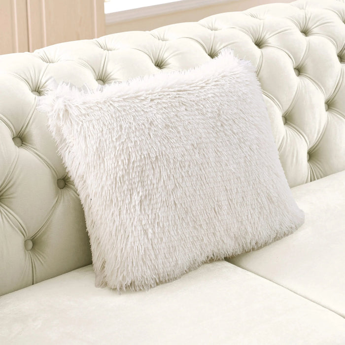 106 Inches L-Shaped Chesterfield Sectional Sofa with Gold Stainless Steel Accents, Velvet Button Tufted Sofa with 5 Pillows Luxury Couch for Living Room, Pink Default -DTYStore