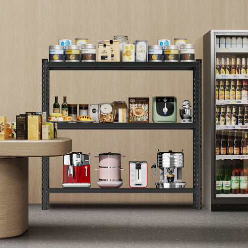 3-Tier Industrial Shelving Rack - 63in, Heavy Duty Steel Shelving Unit Adjustable, 67' W*19.7' D*63'H, Black, Requires Assembly - Image 4