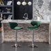 Masaccio Velvet Upholstered Adjustable Swivel Barstool, Set of 2, Green - DTYStore